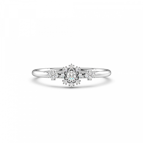 4 Prong Round Minimalist Halo Engagement Ring