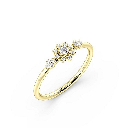 4 Prong Round Yellow Gold Delicate flower Engagement Rings