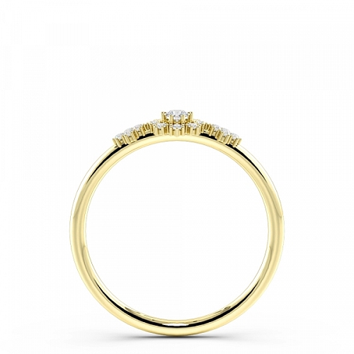 4 Prong Round Yellow Gold Delicate flower Engagement Rings