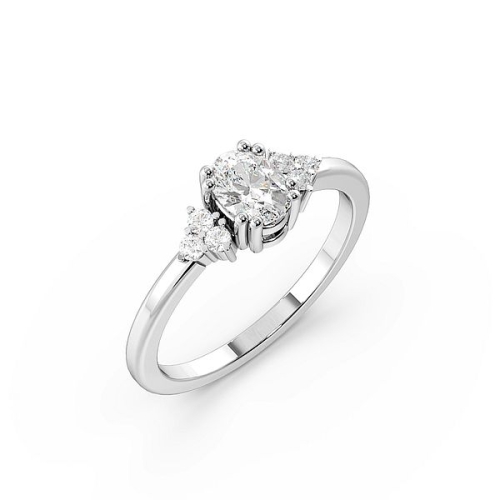 Buy Oval 4 Prong Cluster Designer Engagement Rings - Abelini
