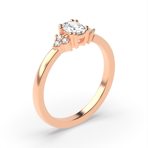 Oval Rose Gold orbit Minimalist Engagement Rings