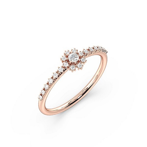 Round Rose Gold Delicate pave set Minimalist Engagement Rings