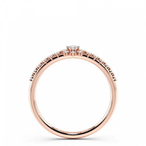 Round Rose Gold Delicate pave set Minimalist Engagement Rings