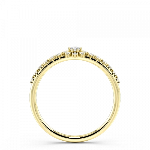Round Yellow Gold Delicate pave set Engagement Rings