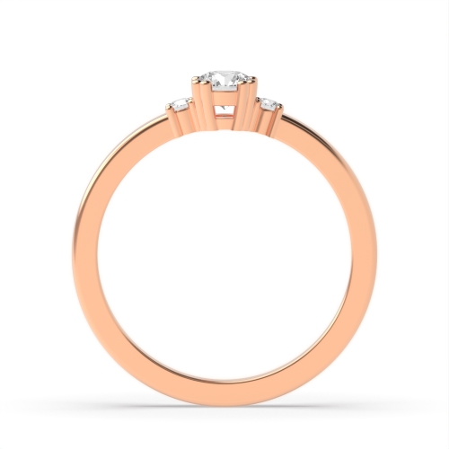 4 Prong Round Rose Gold Double claws Minimalist Engagement Rings
