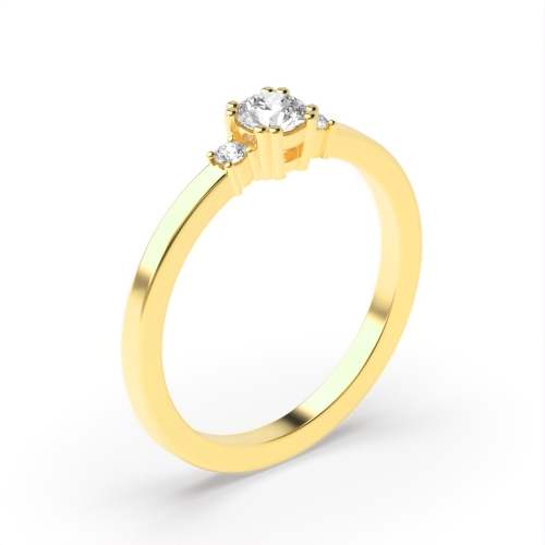 4 Prong Round Yellow Gold Double claws Engagement Rings