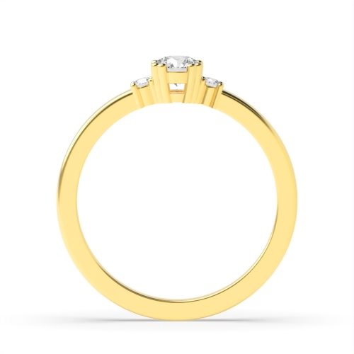 4 Prong Round Yellow Gold Double claws Engagement Rings