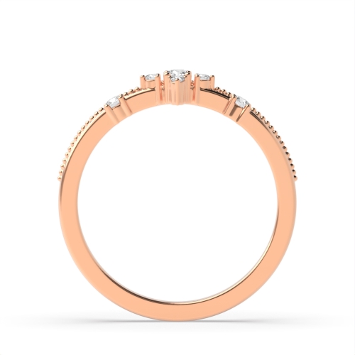 4 Prong Round Rose Gold miligrain Minimalist Engagement Rings