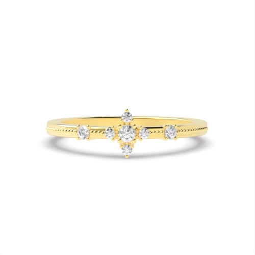 4 Prong Round Yellow Gold Cluster Diamond Ring