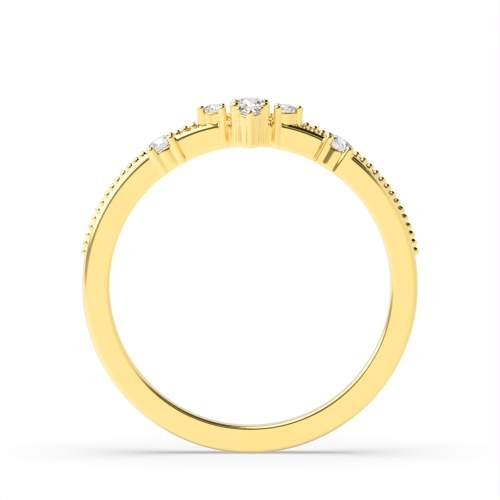 4 Prong Round Yellow Gold Cluster Diamond Ring