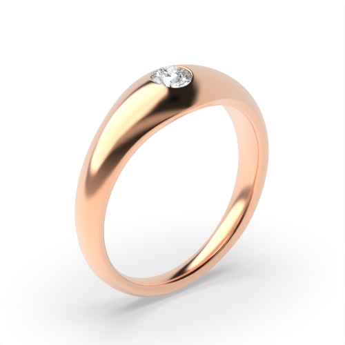 Setting Round Rose Gold Flush smooth Engagement Rings