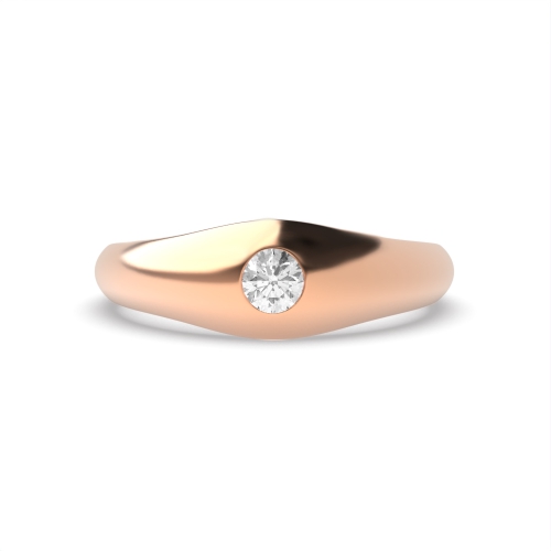 Setting Round Rose Gold Flush smooth Engagement Rings