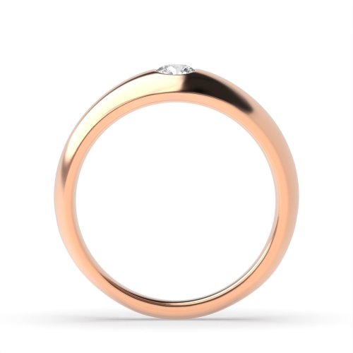 Setting Round Rose Gold Flush smooth Engagement Rings