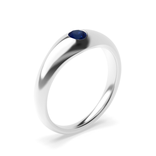 Setting Round Flush smooth Blue Sapphire Engagement Rings