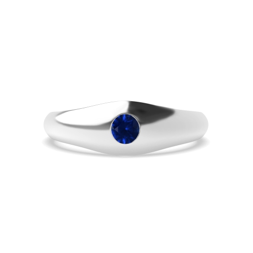 Setting Round Flush smooth Blue Sapphire Engagement Rings
