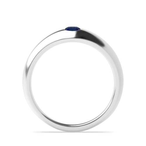 Setting Round Flush smooth Blue Sapphire Engagement Rings