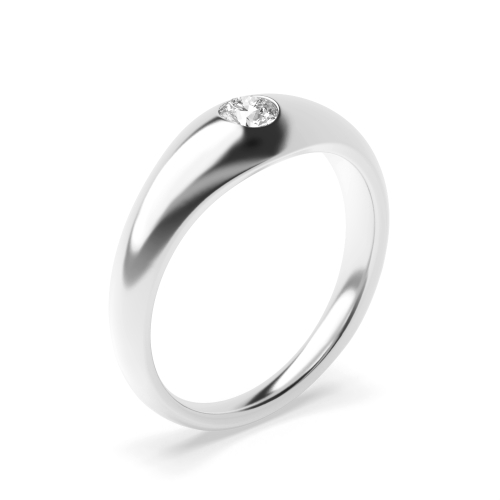 Setting Round Platinum Flush smooth Engagement Rings