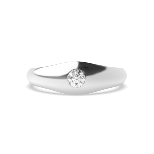 Setting Round Platinum Flush smooth Engagement Rings