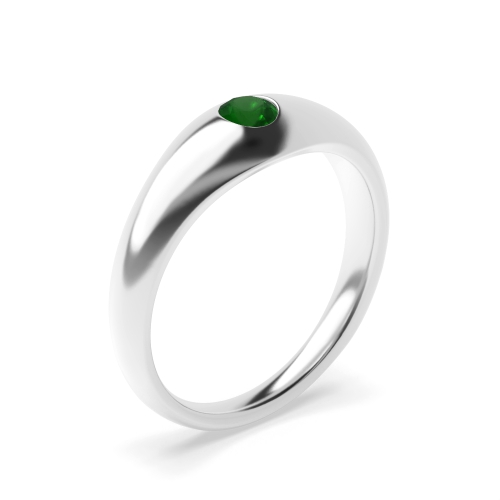 Setting Round Flush smooth Emerald Engagement Rings
