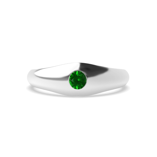 Setting Round Flush smooth Emerald Engagement Rings