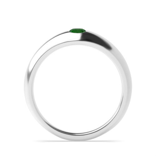 Setting Round Flush smooth Emerald Engagement Rings