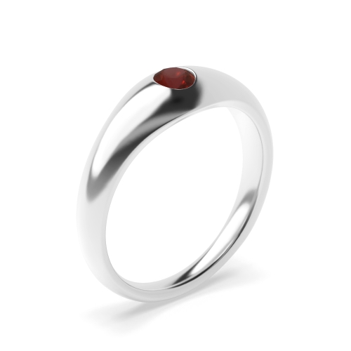 Setting Round Flush smooth Garnet Engagement Rings