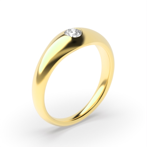 Setting Round Yellow Gold Flush smooth Engagement Rings