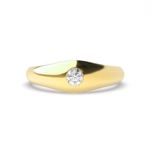 Setting Round Yellow Gold Flush smooth Engagement Rings