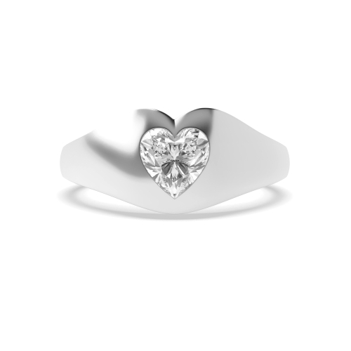 Heart Shape Flush Setting Solitaire Diamond Engagement Ring