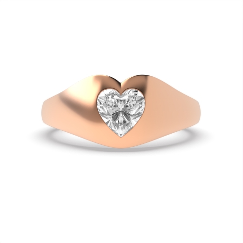 Prong Heart Rose Gold Flush smooth Engagement Rings