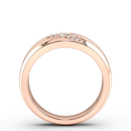 Pave Setting Round Rose Gold Oval shaped cluster Couples Engagement Rings