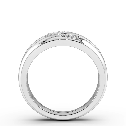 Pave Setting Round White Gold Oval shaped cluster Couples Engagement Rings