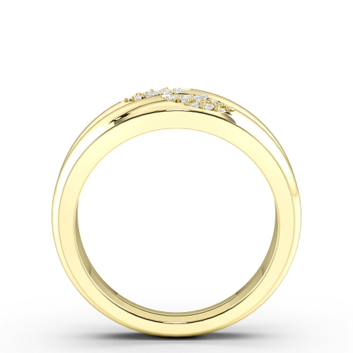 Pave Setting Round Yellow Gold Oval shaped cluster Couples Engagement Rings