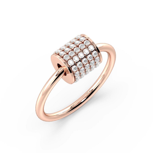 Pave Setting Round Rose Gold Grandeur Diamond Rings