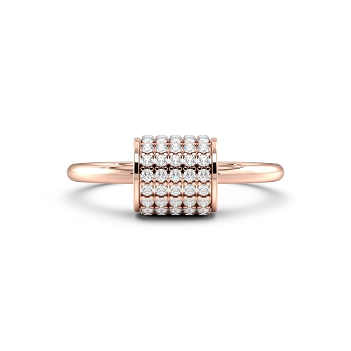 Pave Setting Round Rose Gold Grandeur Diamond Rings