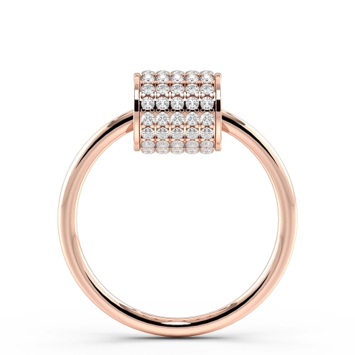 Pave Setting Round Rose Gold Grandeur Diamond Rings