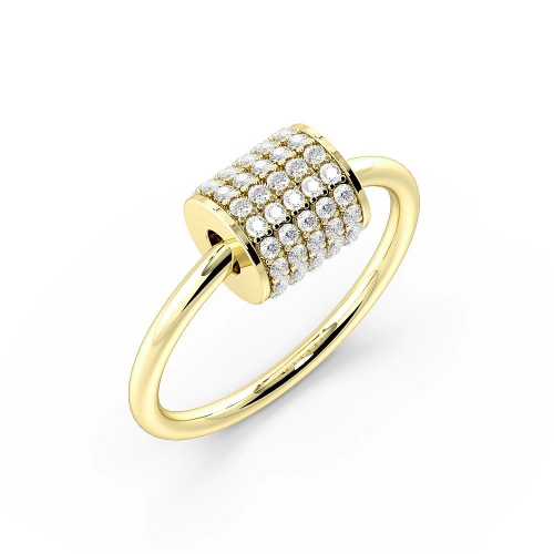 Pave Setting Round Yellow Gold Grandeur Cluster Diamond Rings