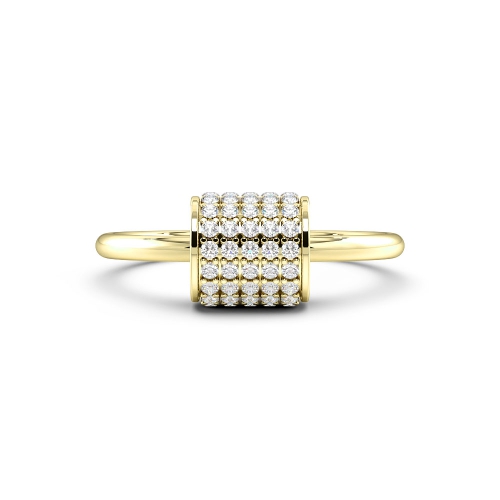 Pave Setting Round Yellow Gold Grandeur Cluster Diamond Rings
