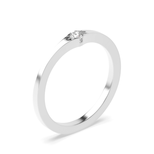 Flush Setting Minimalist Solitaire Diamond Engagement Ring