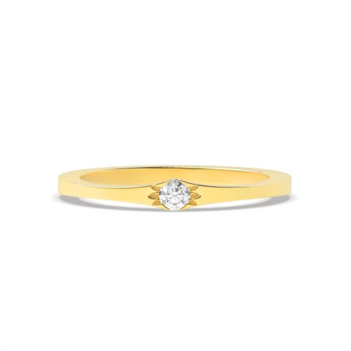 Setting Round Yellow Gold Flush bursting Engagement Rings