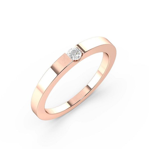Channel Setting Round Rose Gold Solitare Band Diamond Rings