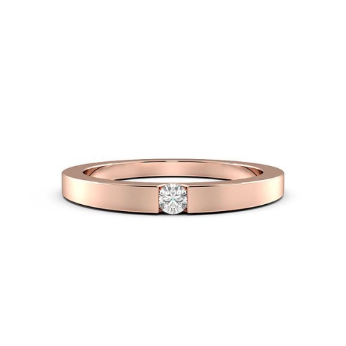 Channel Setting Round Rose Gold Solitare Band Diamond Rings