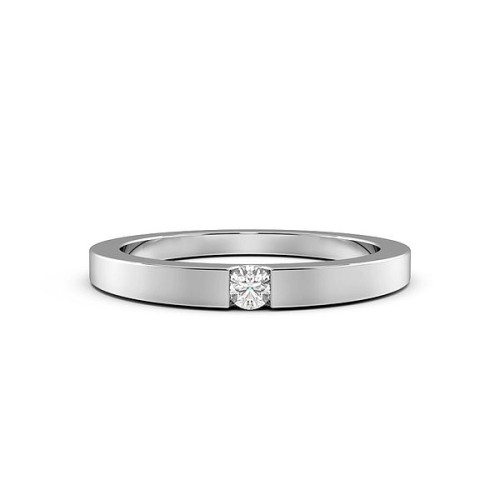 Channel Setting Round White Gold Solitare Band Diamond Rings