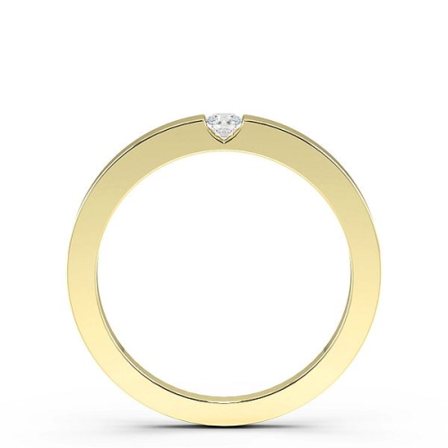Channel Setting Round Yellow Gold Solitare Band Diamond Rings