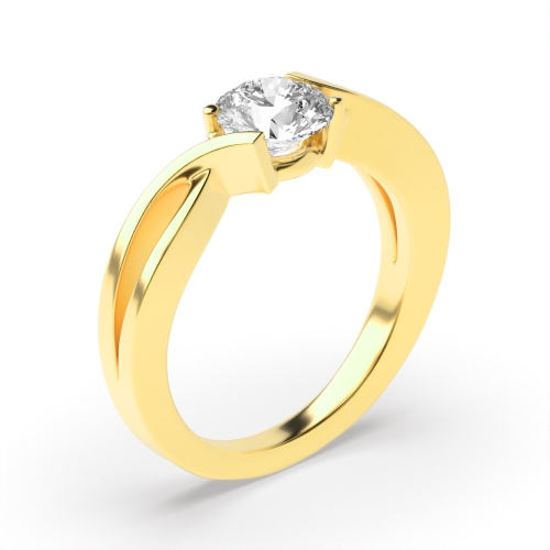 Channel Set Modern Delicate Solitaire Diamond Engagement Ring