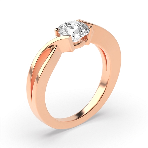 Channel Setting Round Rose Gold Modern Engagement Rings