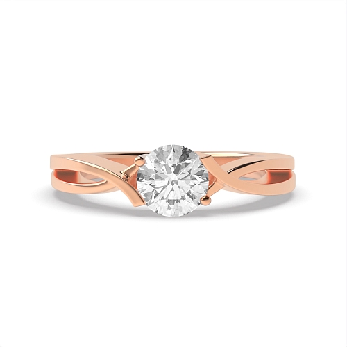 Channel Setting Round Rose Gold Modern Engagement Rings