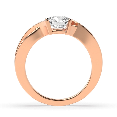 Channel Setting Round Rose Gold Modern Engagement Rings