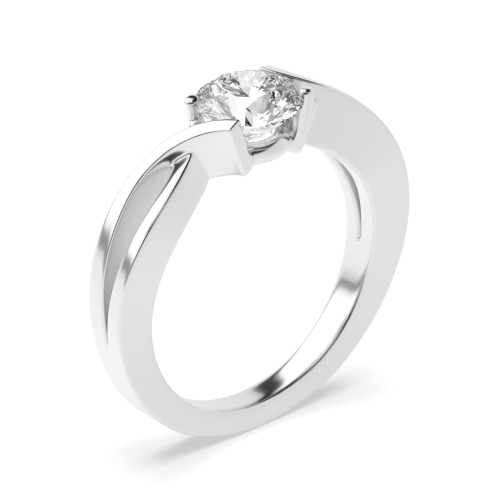 Channel Setting Round Silver Modern Engagement Rings