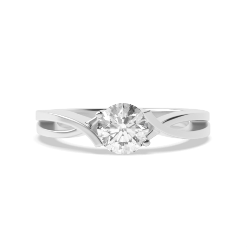 Channel Setting Round Silver Modern Engagement Rings